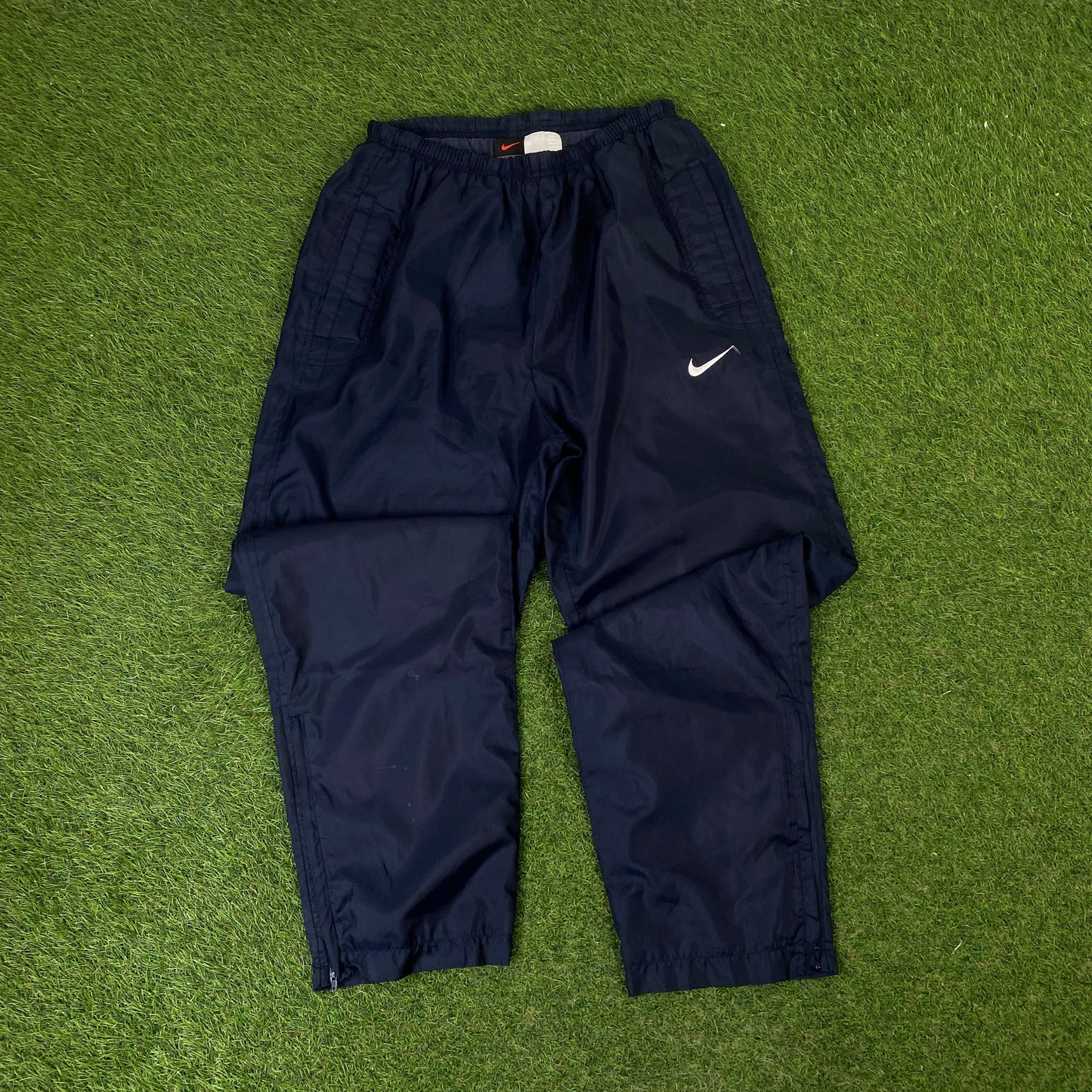 00s Nike Piping Windbreaker Tracksuit Set Jacket + Joggers Blue XL