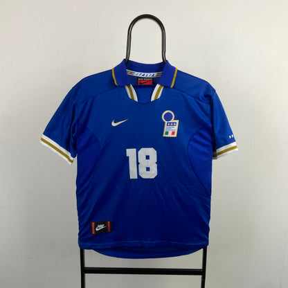 90s Nike Italy Zola Football Shirt T-Shirt Blue Small
