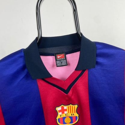90s Nike Barcelona Football Shirt T-Shirt Red Medium