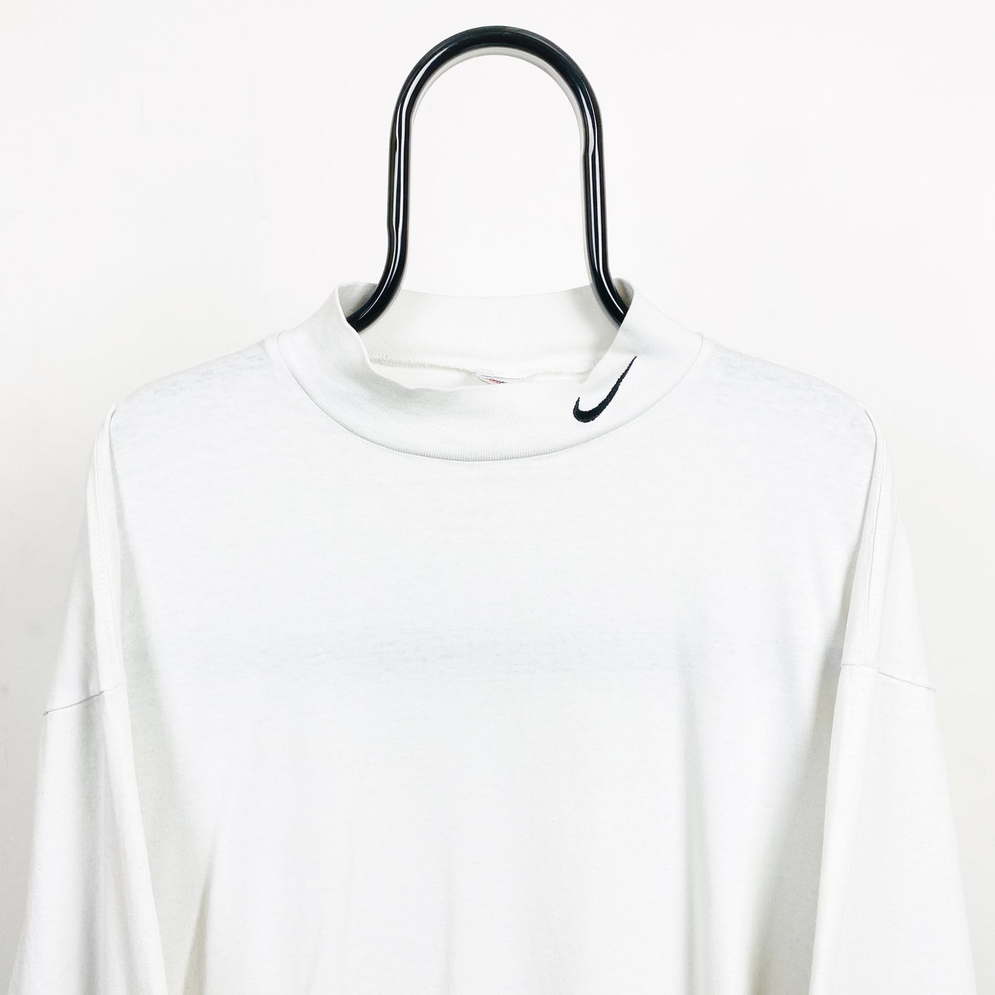 90s Nike Mock Neck Long Sleeve T-Shirt White XL