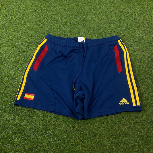 90s Adidas Spain Football Shorts Blue Large