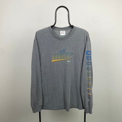 90s Nike Long Sleeve T-Shirt Grey Medium