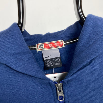 90s Nike Zip Hoodie Blue Small