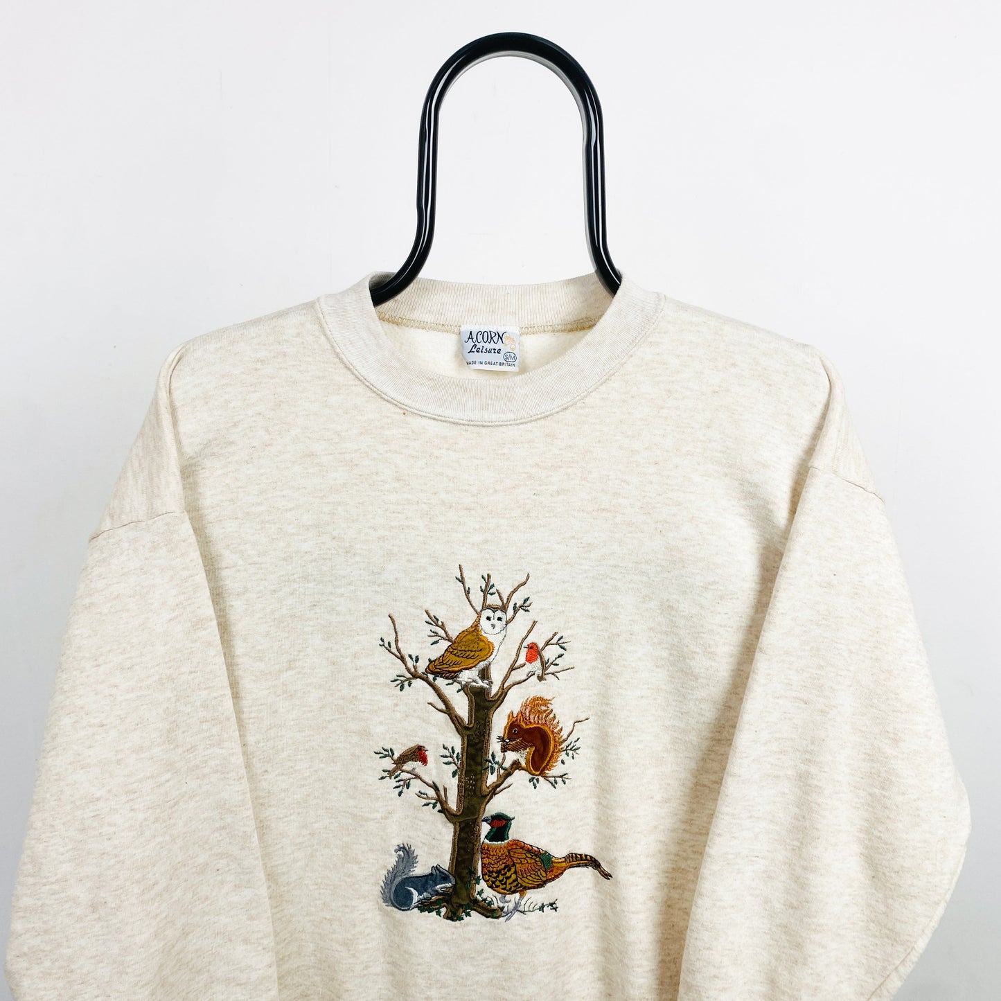 Retro Animal Woodland Sweatshirt Brown Small