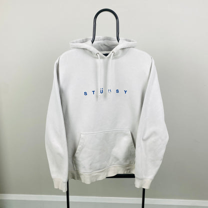 Retro 00s Stussy Hoodie White Large