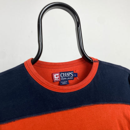 Retro Chaps Ralph Lauren Reversible Sweatshirt Orange Blue Small