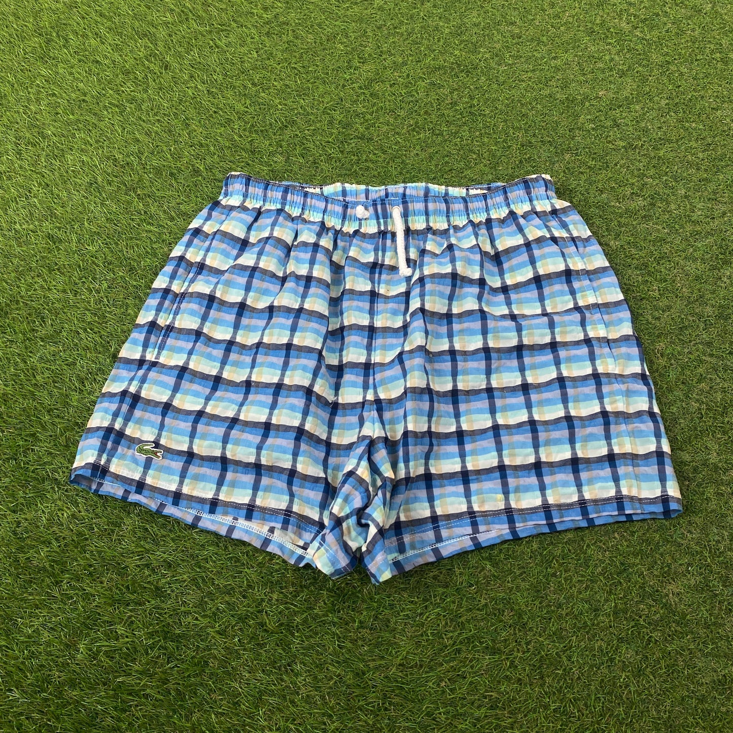 Retro Lacoste Plaid Shorts Blue Medium