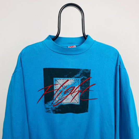 90s Nike Jordan Flight Sweatshirt Blue Womens Large