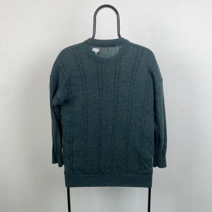 Retro 90s Sheep Knit Sweatshirt Green Small