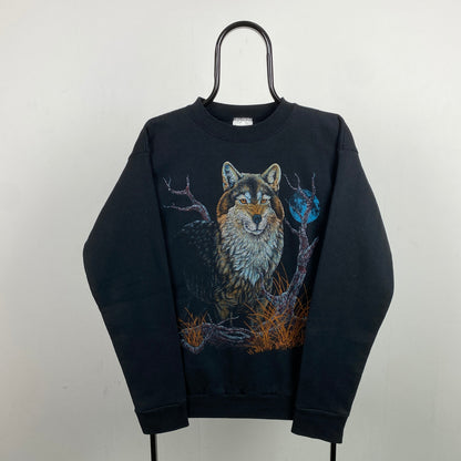 Retro Tultex Wolf Sweatshirt Black Large