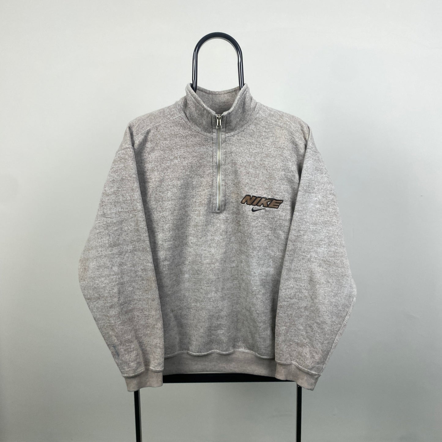 90s Nike 1/4 Zip Sweatshirt Brown Small