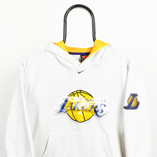 90s Nike Lakers Centre Swoosh Hoodie White XS