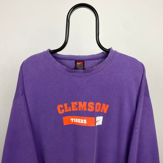 90s Nike Clemson Tigers Sweatshirt Purple XXL