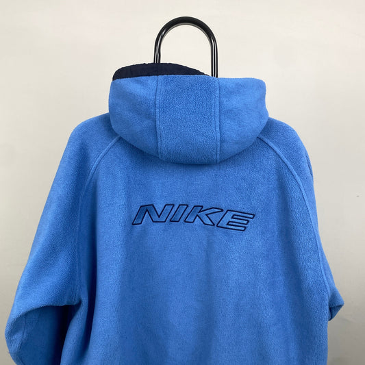 90s Nike Reversible Puffer Fleece Jacket Blue Large