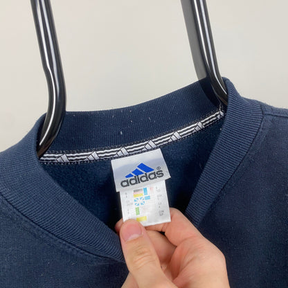 90s Adidas Sweatshirt Blue Small