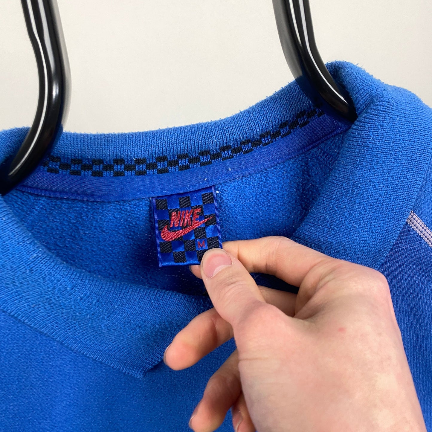 80s Nike John McEnroe Checkerboard Sweatshirt Blue Medium