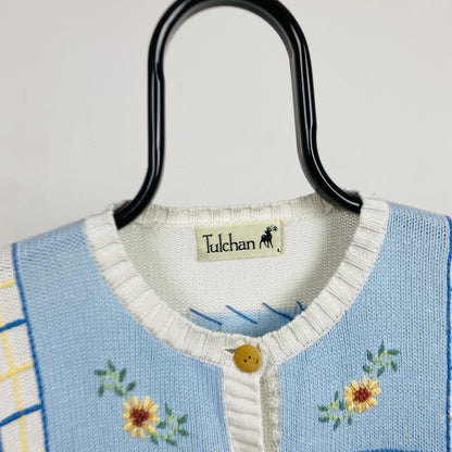 Retro Tulchan Farm Cardigan Sweatshirt White Large