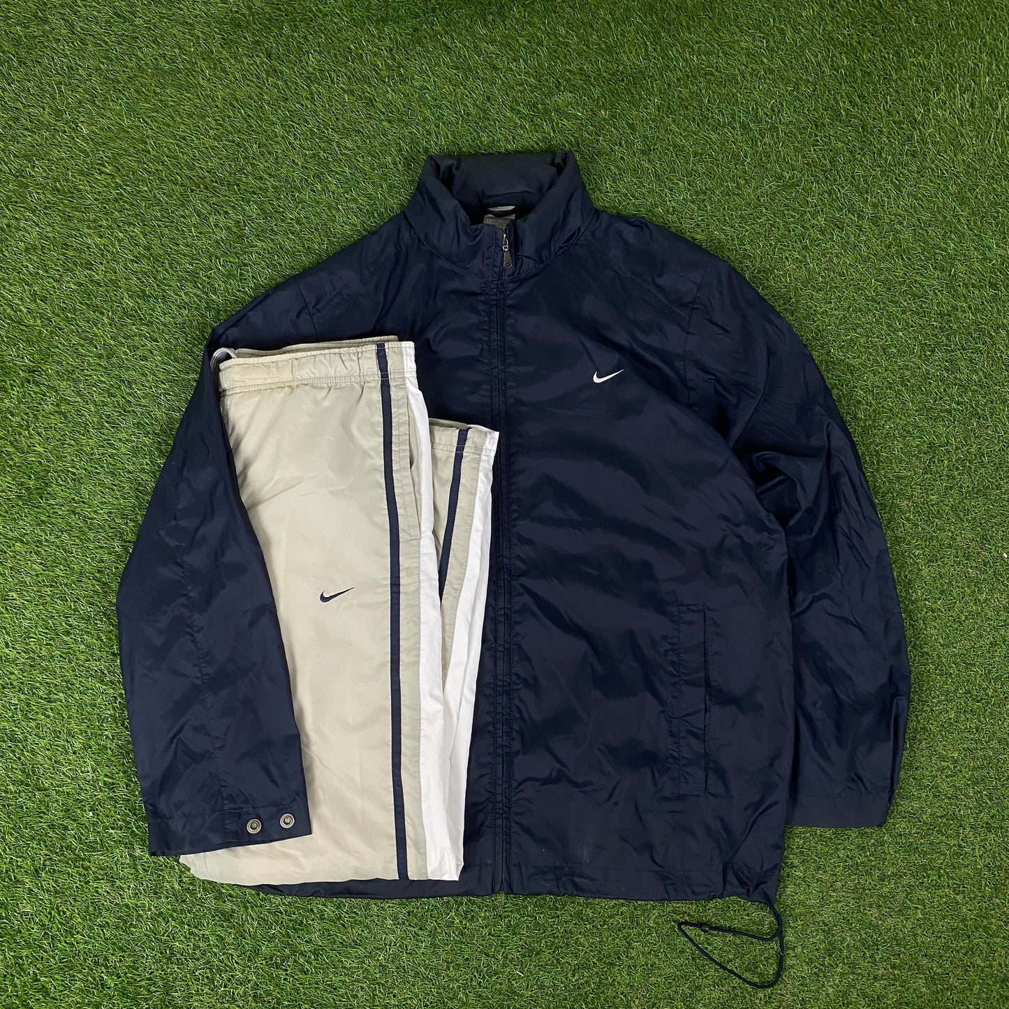 00s Nike Windbreaker Jacket + Joggers Set Blue Medium