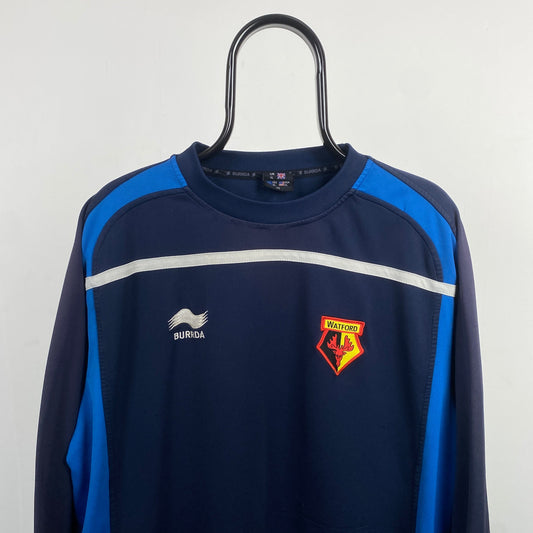 Retro 90s Watford Football Sweatshirt Blue XL
