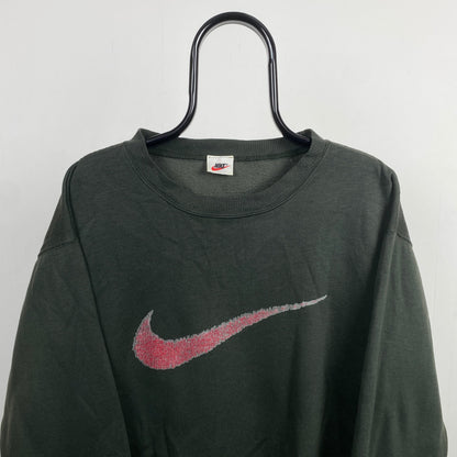 90s Nike Swoosh Sweatshirt Green XL