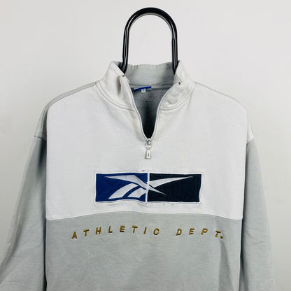 Retro Reebok 1/4 Zip Sweatshirt Grey Small