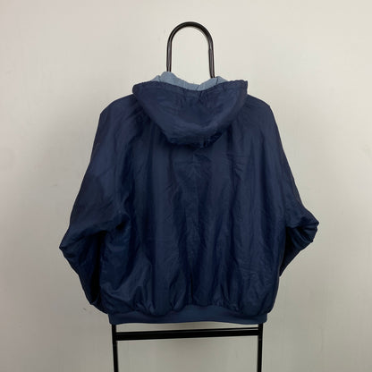 90s Nike Reversible Fleece Puffer Jacket Blue Medium