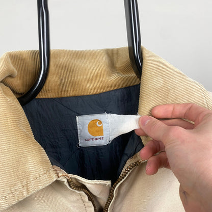 Retro Carhartt Workwear Chore Coat Jacket Brown Large