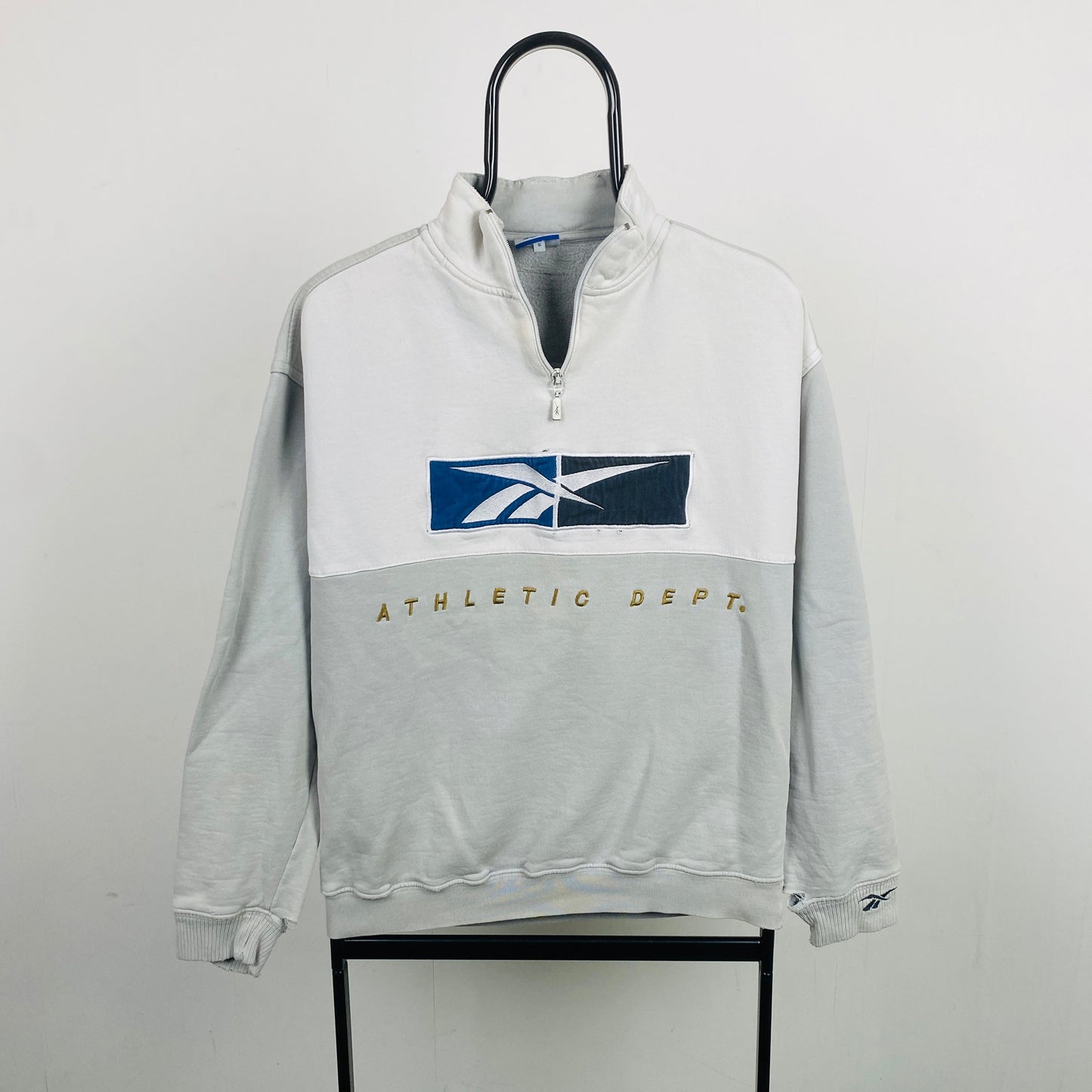 Retro Reebok 1/4 Zip Sweatshirt Grey Small