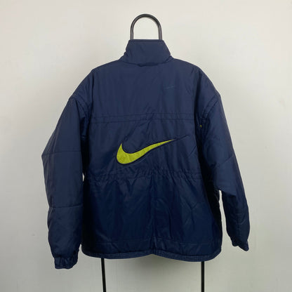 90s Nike Reversible Puffer Jacket Blue Large