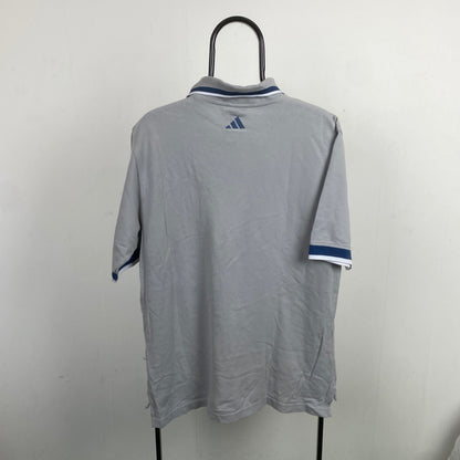 90s Adidas Real Madrid Polo Shirt T-Shirt Grey Medium