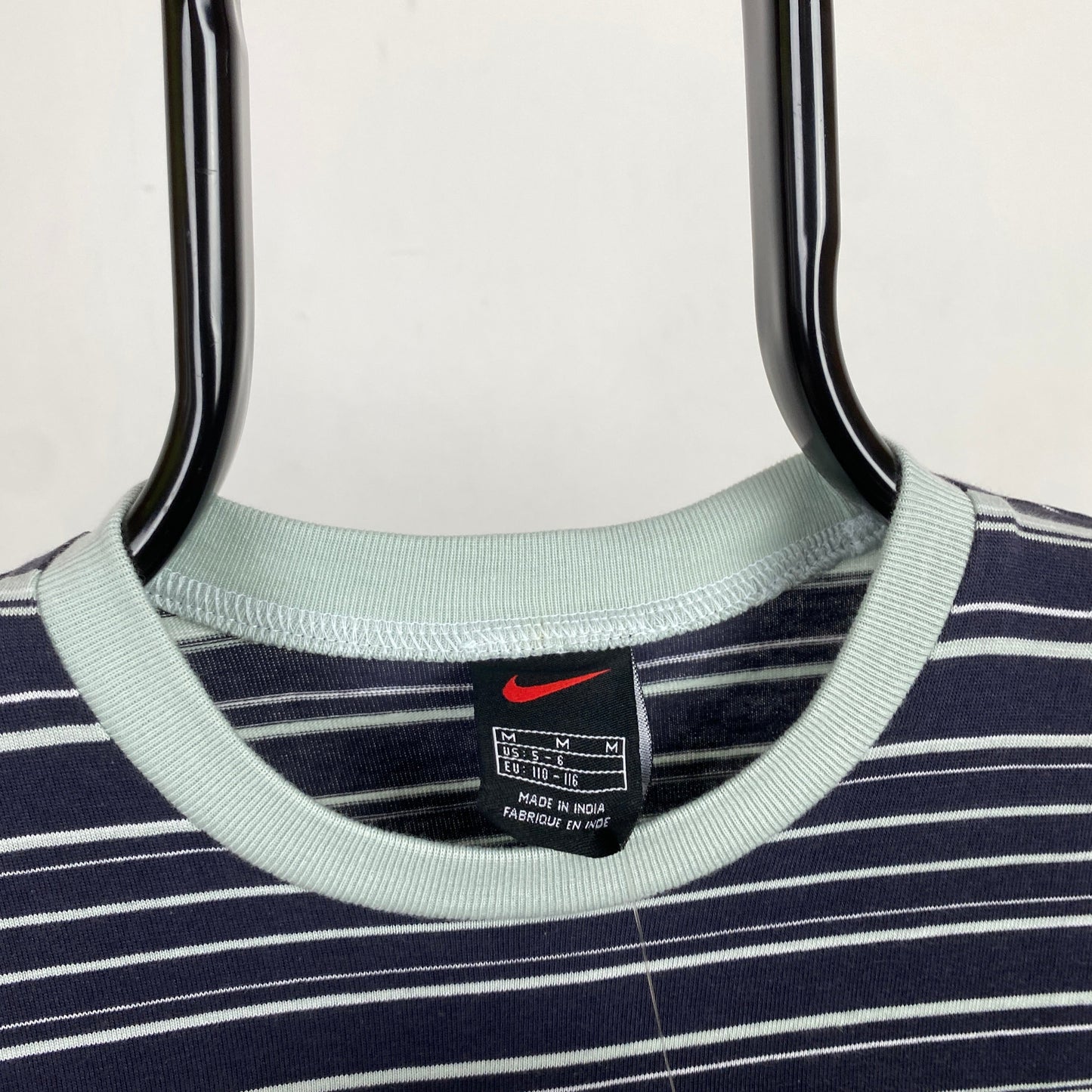 00s Nike Striped T-Shirt Blue XS
