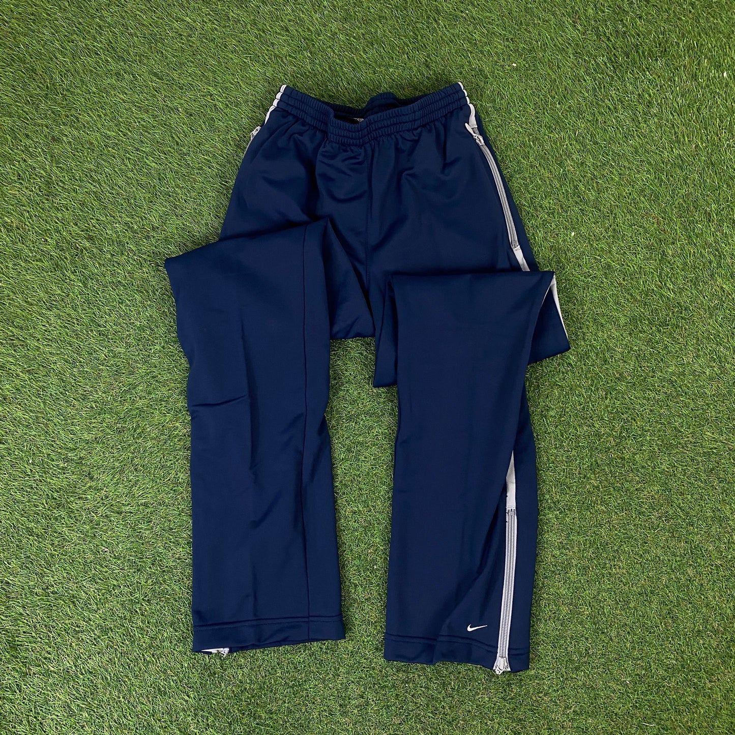 00s Nike Piping Windbreaker Jacket + Joggers Tracksuit Set Blue XS