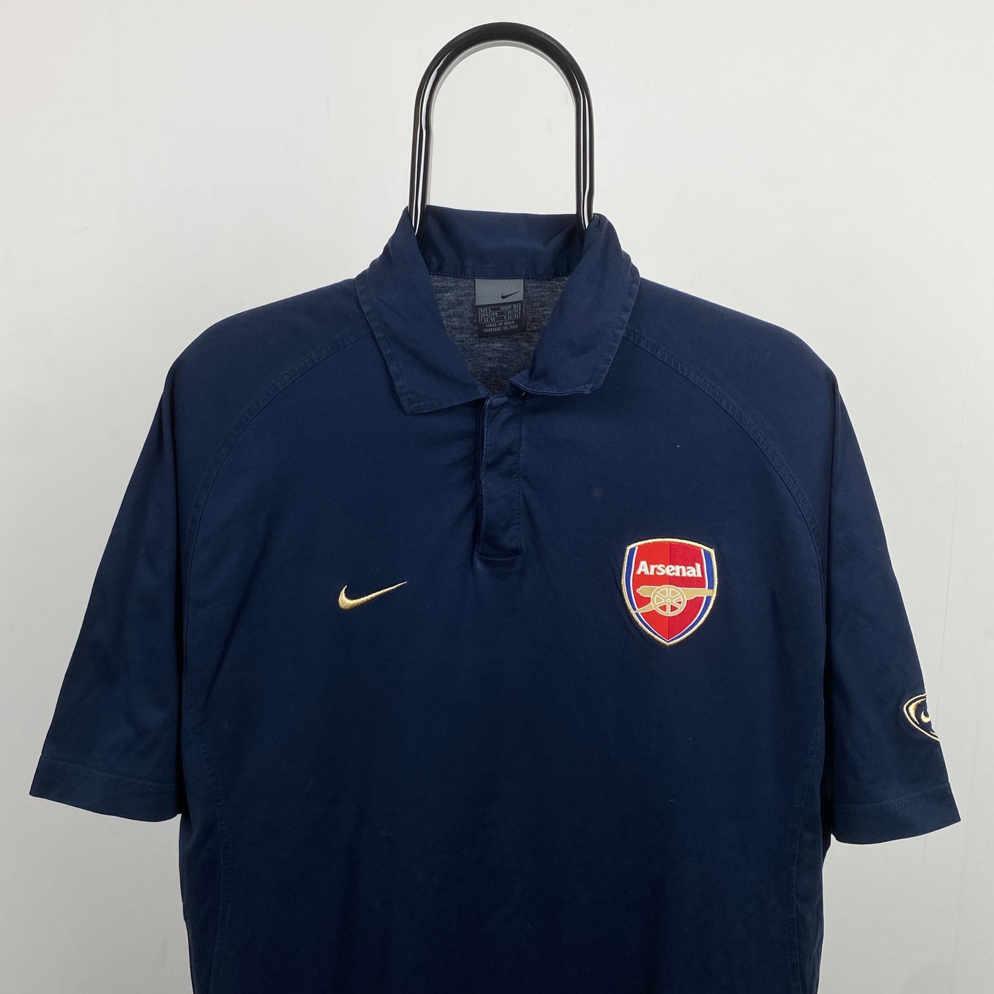 00s Nike Arsenal Polo Football Shirt T-Shirt Blue Large