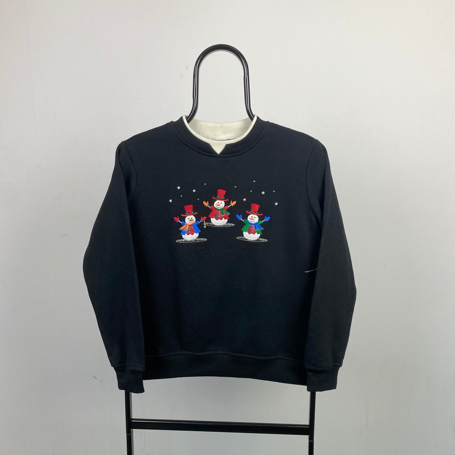 Retro Christmas Sweatshirt Black XS