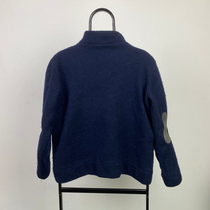 Vintage Barbour Wool 1/4 Zip Sweatshirt Blue XXL