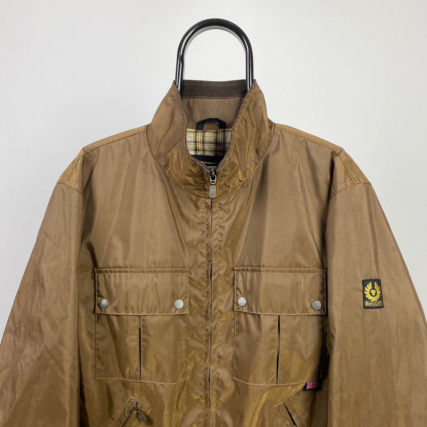 Retro 90s Belstaff Waterproof Coat Jacket Brown Medium