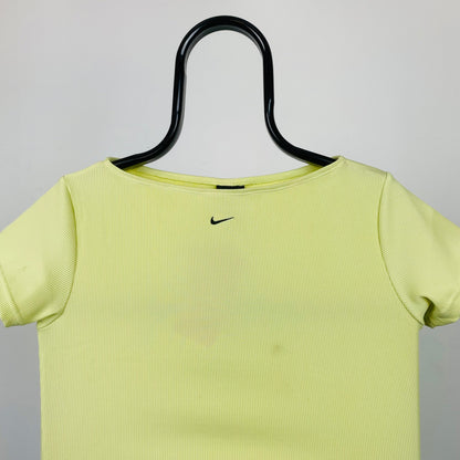 Vintage Nike Ribbed Crop T-Shirt Pastel Green Large