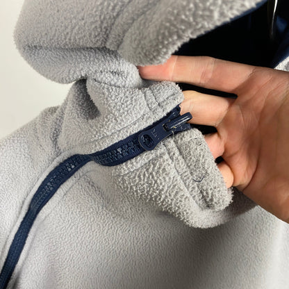 90s Nike Reversible Side Winder Fleece Jacket Blue Grey Large