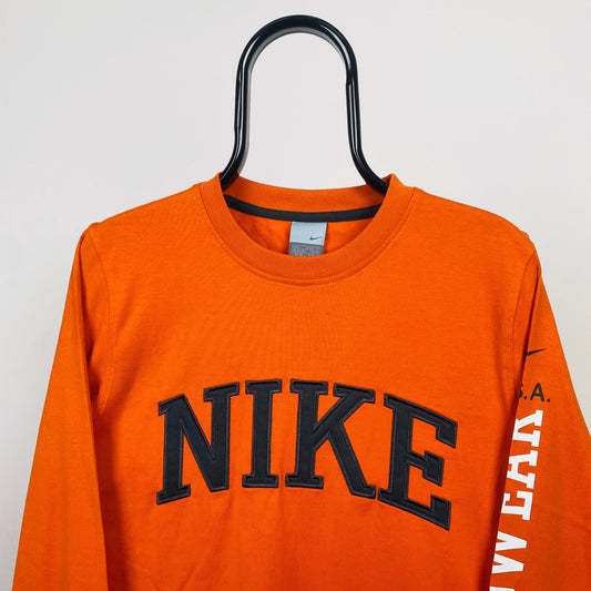 90s Nike Long Sleeve T-Shirt Orange Small