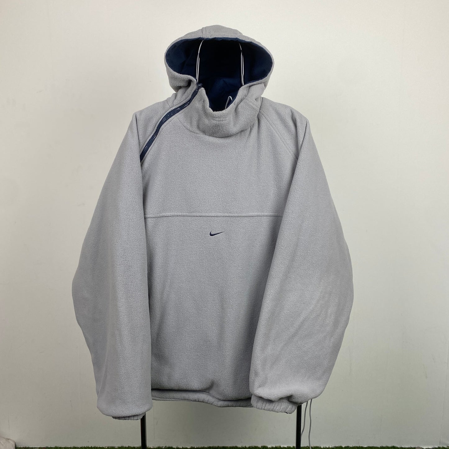 90s Nike Reversible Side Winder Fleece Jacket Blue Grey Large